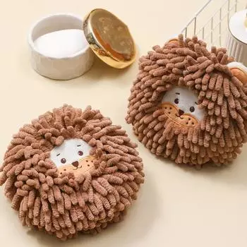 Банное полотенце Устойчивый к выцветанию львиный узор с подвесной петлей Практичное водопоглощение Кухонная рука для детей