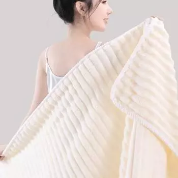 Банное полотенце Yousheng с полосатым принтом, плюшевая пушистая ткань, хорошо впитывающая влагу, быстросохнущая, предотвращает образование капель воды, полотенце для сауны, тренажерного зала, ванной комнаты, путешествий, отеля 1pc бежевый