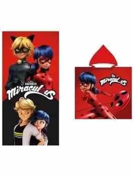 Банное пончо + полотенце Miraculous100% хлопок