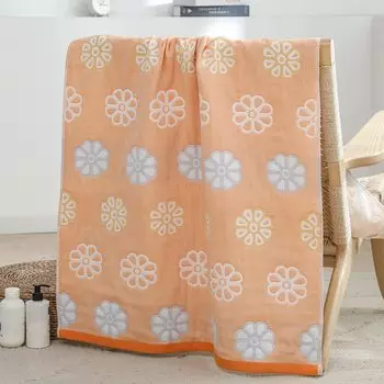 Банное вафельное полотенце Vanxing Натуральное и Набор 70x140см Хризантема и Полотенца, 100% Хлопок, Гипоаллергенное, Подходит для детей, Быстросохнущее, Дышащее, Милое,