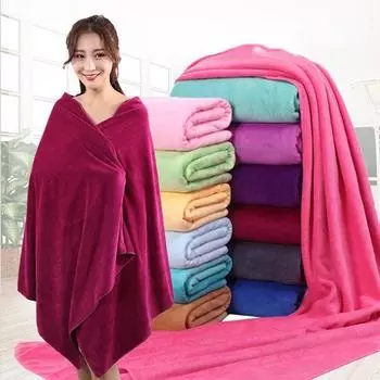 Банные полотенца для взрослых, впитывающие безворсовые бытовые большие полотенца, утолщенные увеличенные ткани, мягкий впитывающий материал 70*140cm темно-розовый