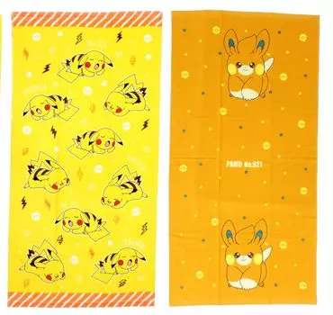 Банные полотенца Hayashi Pokemon, тонкие, 2 узора, набор, желтая сборка (Пикачу Памо)