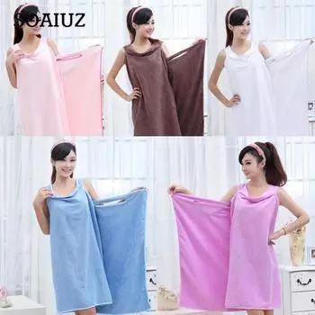 Банные полотенца из микрофибры, верхняя часть банного платья с бантом, можно носить банное полотенце, банный халат для взрослых коричневый