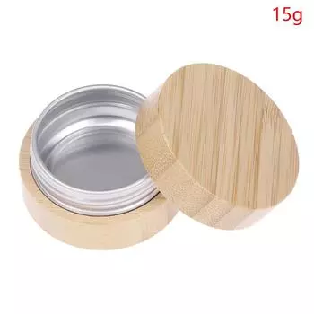 Баночка для крема из бамбука, маска для дизайна ногтей, многоразовый пустой контейнер для косметики, коробка для хранения бутылочек 10/15/30/50/60/80/100 г 15g