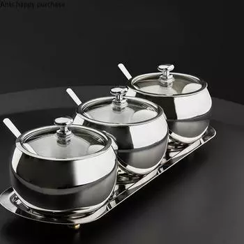 Баночка для специй из нержавеющей стали, набор из 3 предметов, контейнер для специй, бутылка для приправ, кухонные принадлежности, солонка, банка для приправ