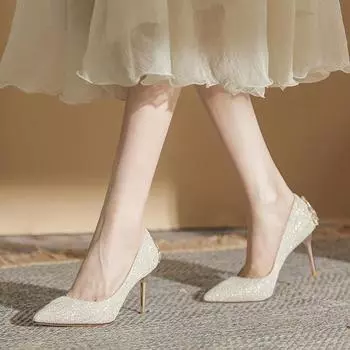 Банкетное платье, свадебные туфли, женские туфли-лодочки, модельер, элегантные туфли на высоком каблуке-шпильке с острым носком, цвета: золотистый, серебристый 41
