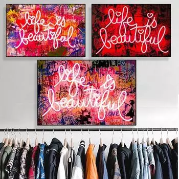 Bansky Wall Art Life Is a Beautiful Poster Вдохновленный стиль Картина маслом Украшение дома Бэнкси Поп-Арт 21cm30cm NoFrame