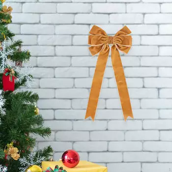 Бант для елки и венок праздничный аксессуар хаки