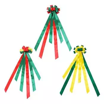 Бант для украшения рождественской елки, большой, своими руками, красный, желтый, зеленый, бант из ленты, ручной работы, рождественский бант для украшения рождественской елки