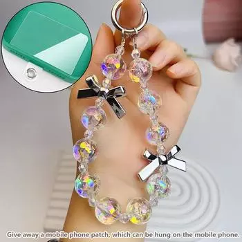 Бант Кристалл Бусина Телефон Цепочка Для Iphone Android Мобильное Устройство Подвесная Веревка Сумка Украшения Брелки Противопотерянный Брелок A5