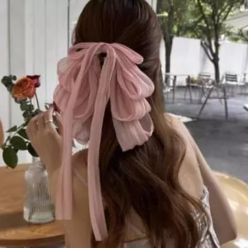Бант Лента Волосы Коготь Женщины Бантик Элегантные Заколки Девушки Однотонный Милый Конский Хвост Заколка Повязка На Голову Аксессуары Для Волос Головные Уборы