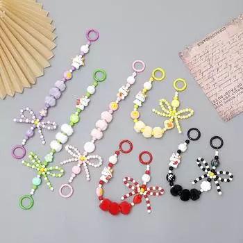 Бант Lucky Cat плюшевый бисерный мобильный телефон цепочка анти-потеряшка телефон шнурок брелок на запястье наушники камера декор розовый