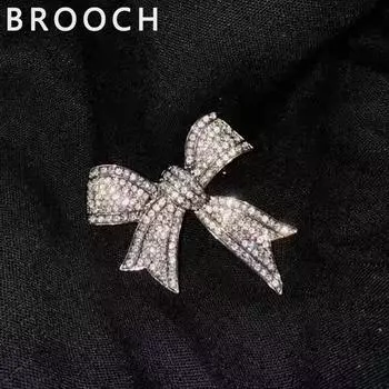 Бант Металлическая Полная Алмазная Брошь Нишевая Высококачественная Модная Пряжка Костюм Крутая Брошь Простая Бабочка Брошь Женщина