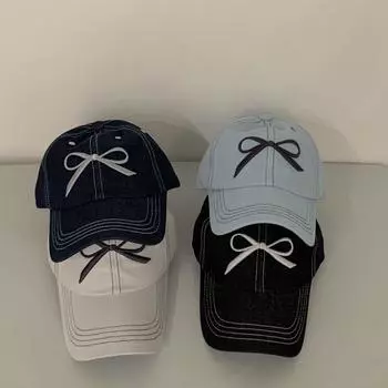 Бант, объемная вышивка, увеличенная окружность головы, стираная бейсболка, простая повседневная кепка с солнцезащитным козырьком average size белый