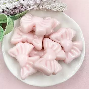 Бант однотонные свободные бусины ювелирные изделия 7 шт. 22,5*28 мм бисерные материалы сердце DIY ювелирные аксессуары акрил для браслета серьги изготовление бусин розовый