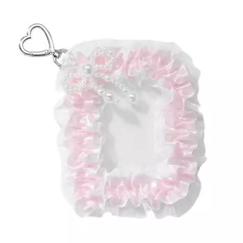 Бант Рюши Кружево Держатель для фотокарточек Брелок Держатель для ID-карты Защитный чехол Держатель для кредитных карт Протектор Подвеска Брелок B