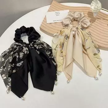 Бант-узел, веревка для волос с жемчугом, ободок для волос, веревка для волос, кольцо для волос, резинки для волос абрикосовый