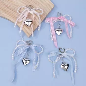 Бант-жемчужины сумка подвеска шарм сердце брелок элегантный бисерный брелок милый брелок телефон ключ сумка подвески A4