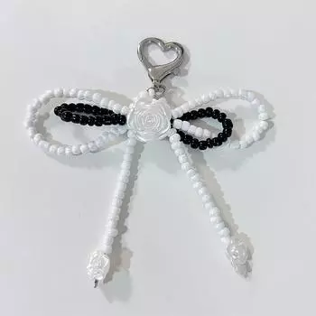 Бант-жемчужины сумка подвеска шарм сердце брелок элегантный бисерный брелок милый брелок телефон ключ сумка подвески as the picture