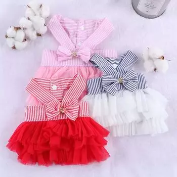 Бантик для маленьких и средних домашних животных, свадьба, день рождения, кружевная юбка для собак, одежда для кошек, платье для кошек, одежда для домашних животных L белый