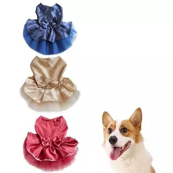 Бантик для весенней свадебной вечеринки с цветочным принтом, платье для кошки, одежда для домашних животных, платье принцессы для собак, юбка для собак XS синий