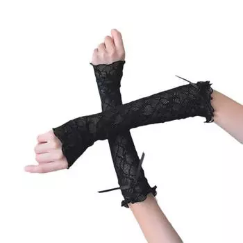 Бантик Кружевные Рукава Длинные Солнцезащитные Рукава One Size чёрный