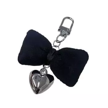 Бантик Сердце Подвеска Ремешок для Мобильного Телефона Шарм для Телефона Съемный Бант Шнурок для Телефона Ручной Работы Брелоки для Кошелька Сумки чёрный