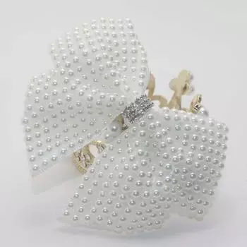 Банты для волос, 1 шт., аксессуары для волос с заколками для волос, вечерние заколки для волос со стразами, белый жемчуг, свадебная ручная работа 1