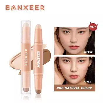 BANXEER Bronzer Contour Stick Highlight Водостойкий матовый консилер Ручка Косметика Двойная головка Тени Контурный макияж