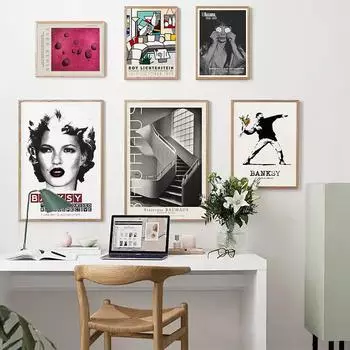 Бэнкси Фрэнк Стрит Арт Яёи Кусама Выставка Принт Плакат Винтаж Абстрактная Холст Картина Настенный Декор Картина Для Гостиной 21cm30cm NoFrame