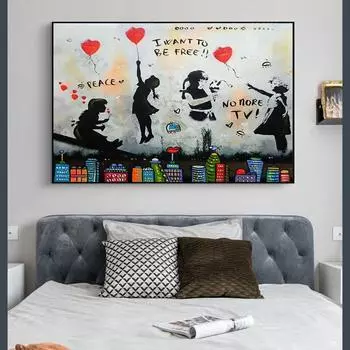 Бэнкси Граффити Уличное Искусство Девушка Воздушный Шар Холст Картины Стены Искусства Плакаты Печатает Настенные Панно для Гостиной Домашнего Декора Куадрос 21x30cm No Frame