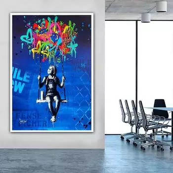 Бэнкси Холст Плакат Мальчик Воздушный Шар Украшение Картина Граффити Холст Картина Настенное Украшение Дома 21cm30cm NoFrame