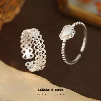 Banyan Tree корейское кружево Love регулируемое серебряное кольцо - женское легкое роскошное стиль RS2907, Adjustable opening серебряный