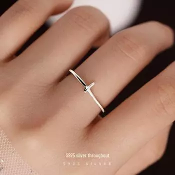 Banyan Tree Регулируемый S925 Серебряный японский крест Тонкое кольцо для женщин RS648 белого золота