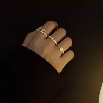 Banyan Tree S925 Серебряное корейское кольцо с каплей воды и кружевом в форме короны для женщин RS766, Adjustable opening золотой