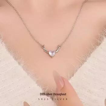 Banyan Tree S925 Серебряное ожерелье из оленьего рога: Роскошная цепочка на ключицу, идеальный подарок для нее NS333 белого золота