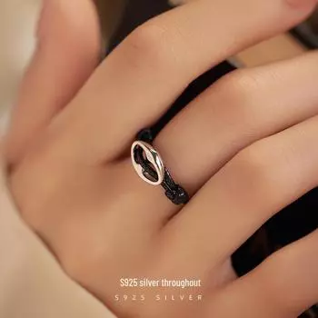 Banyan Tree S925 Серебряное регулируемое женское кольцо-шнурок в форме свиного носа - повседневный модный аксессуар для блоггеров в корейском стиле RS1133