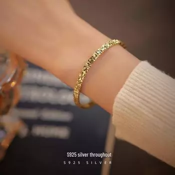 Banyan Tree S925 Серебряный мерцающий лед женский роскошный регулируемый браслет BAS100 золотой