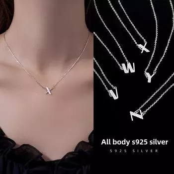 Banyan Tree S925 Silver Alphabet Pendant Necklace - Women s Summer Niche Design with Clavicle Chain. 925 Silver
