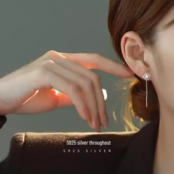 Banyan Tree S925 Silver Daisy Earrings - Women s Fashion Flower Design 2022 Trend ES2183 платиновый