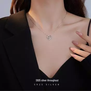 Banyan Tree S925 Silver Heart Pendant Necklace - Women s Summer Fashion, Japanese & Korean Style, Perfect for Mother s Day NS1029, 925 Silver платиновый