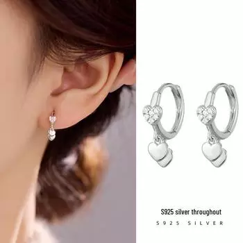 Banyan Tree S925 Silver Heart-shaped Earrings for Women - High-end Love Design ES3006 белого золота
