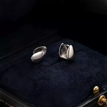 Banyan Tree S925 Silver Retro Water Drop Circle Earrings for Women – Simple, High-end Korean Style ES2245 серебряный