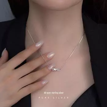 Banyan Tree S925 Silver Water Drop Clavicle Chain Fashion Necklace NS698 белого золота