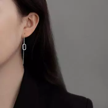 Banyan Tree S925 Sterling Silver Long Geometric Tassel Earrings for Women - New Style ES2377 золотой