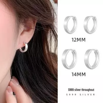 Banyan Tree S999 Silver Frosted Hoop Earrings - Simple, Elegant Design for Women 12mm серебряный