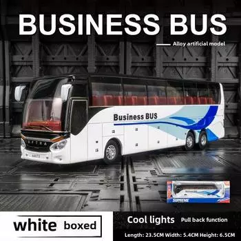 Бао Силун 68073: Игрушечная модель автобуса из сплава со звуком и светом для детей белый
