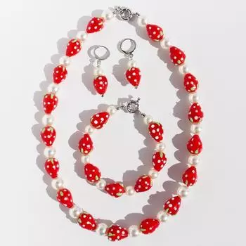 Baoli Original Design Shijia Pearl Glazed Clubberry ожерелье фруктовый бисер браслет серьги комплект 393