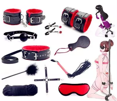 BAOQISHAN Samcos SM Ограничители Лодыжка Лодыжка Глаз Взрослый SM SM Косплей Набор из 11 предметов, Ограничители, Наручники, Кандалы, Ошейник, Кандалы, Кляп, Маска, Регулируемый,