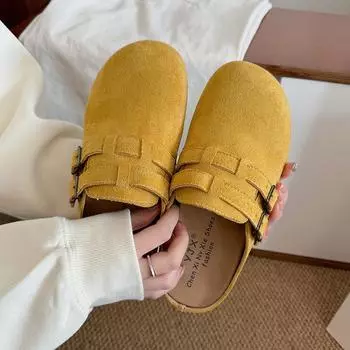 Baotou Boken slippers women s spring and autumn one-pedal outer wear maternity office slippers Baotou slippers Muller shoes women 35 розовый